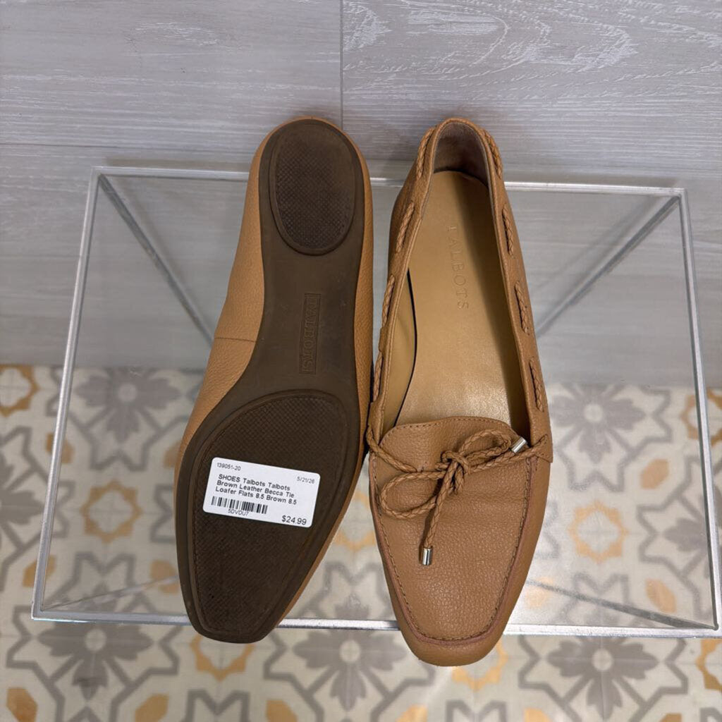 Talbots Brown Leather Becca Tie Loafer Flats 8.5