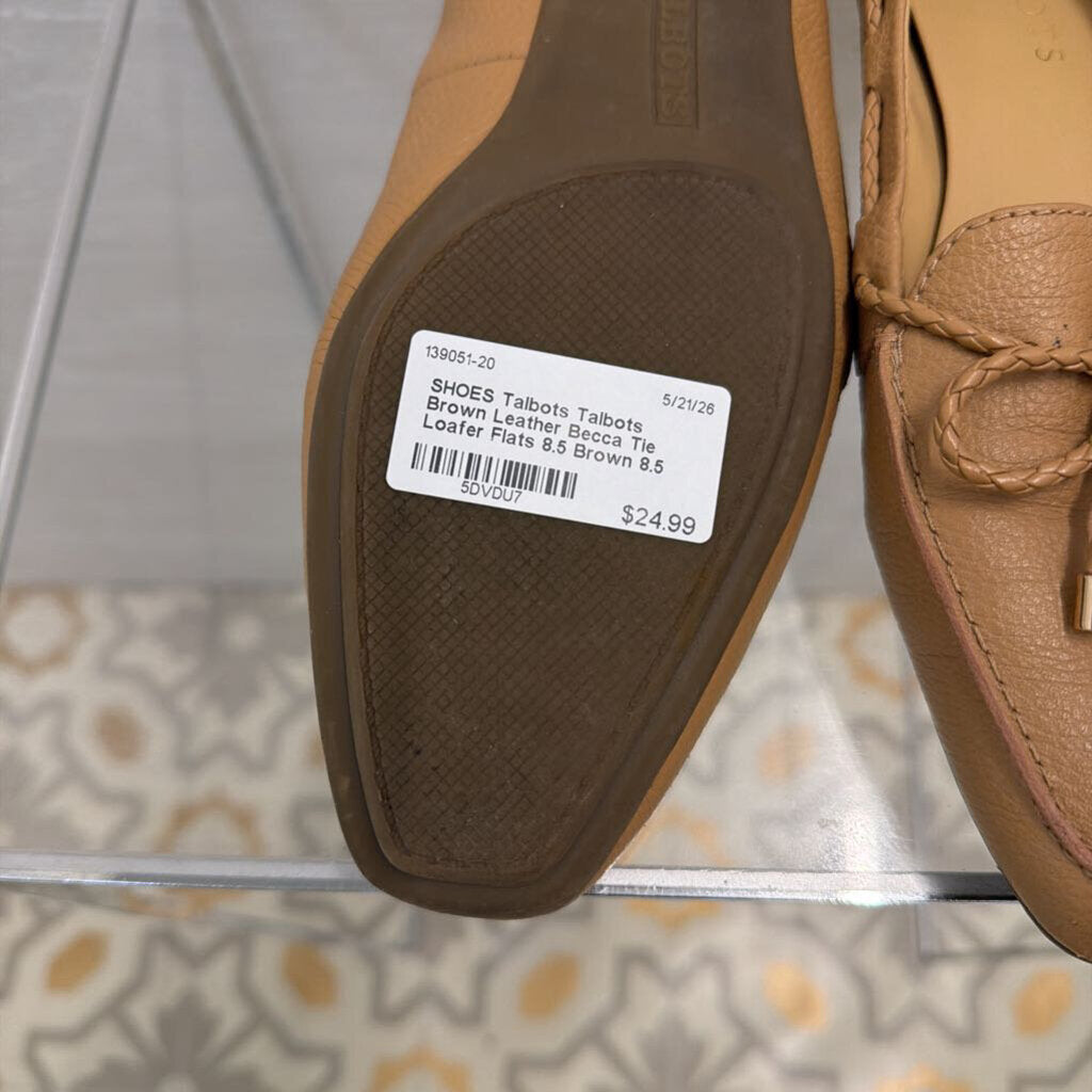 Talbots Brown Leather Becca Tie Loafer Flats 8.5