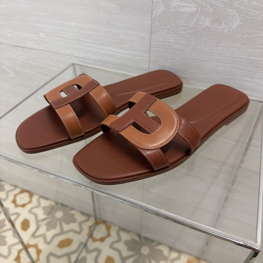 Cole Haan Brown Leather Chrisee Slid Sandals 9.5