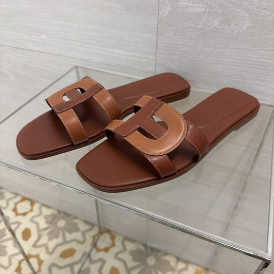 Cole Haan Brown Leather Chrisee Slid Sandals 9.5