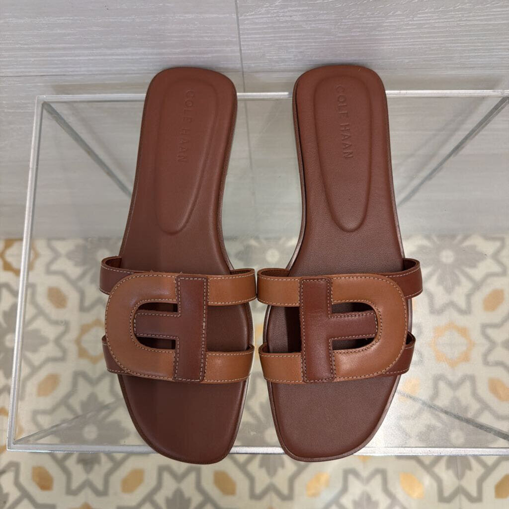 Cole Haan Brown Leather Chrisee Slid Sandals 9.5