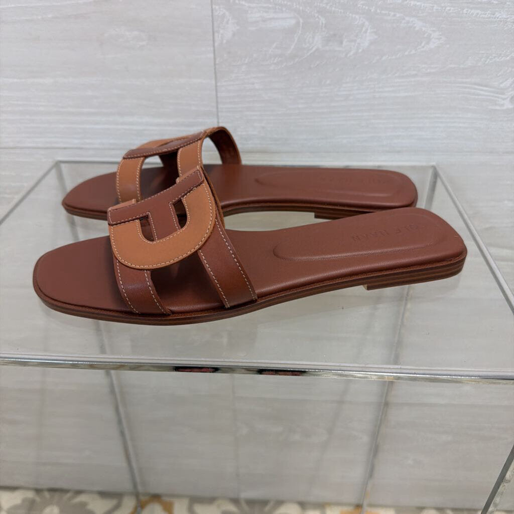 Cole Haan Brown Leather Chrisee Slid Sandals 9.5