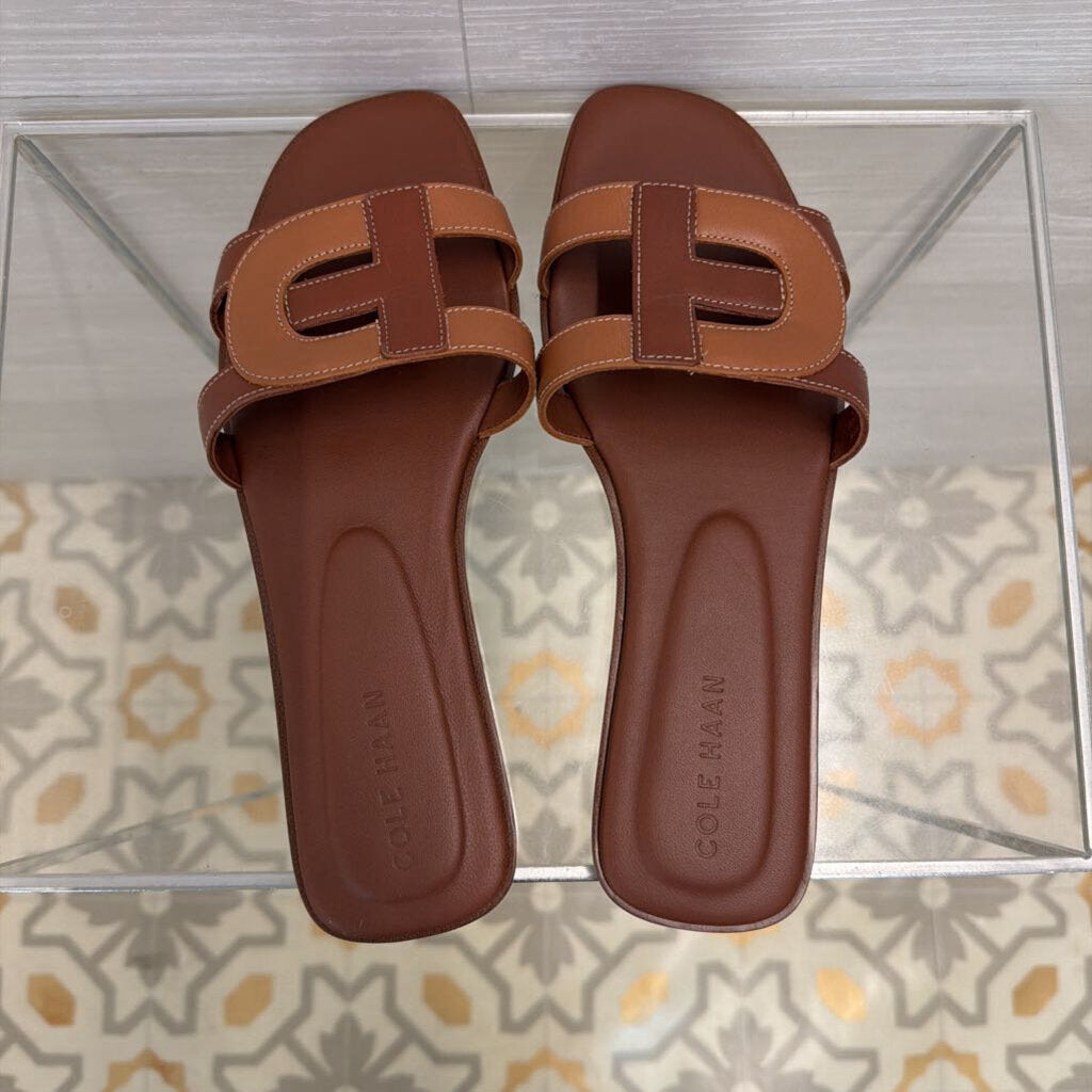 Cole Haan Brown Leather Chrisee Slid Sandals 9.5