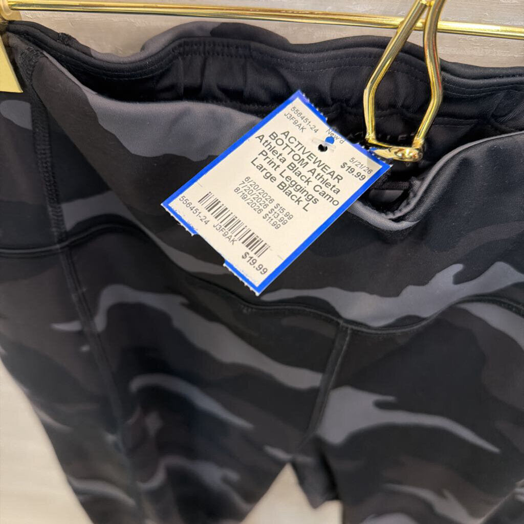 Athleta Black Camo Print Leggings Large