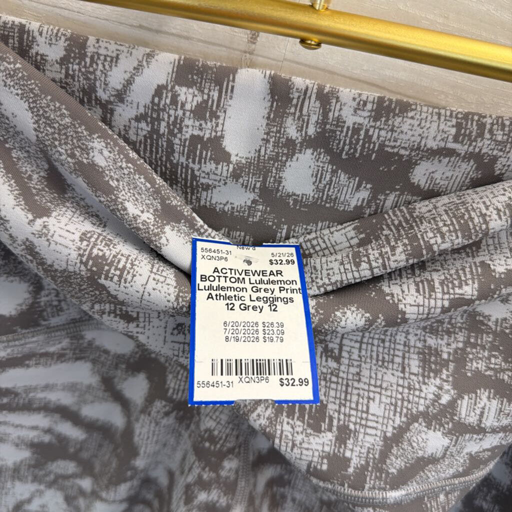 Lululemon Grey Print Athletic Leggings 12