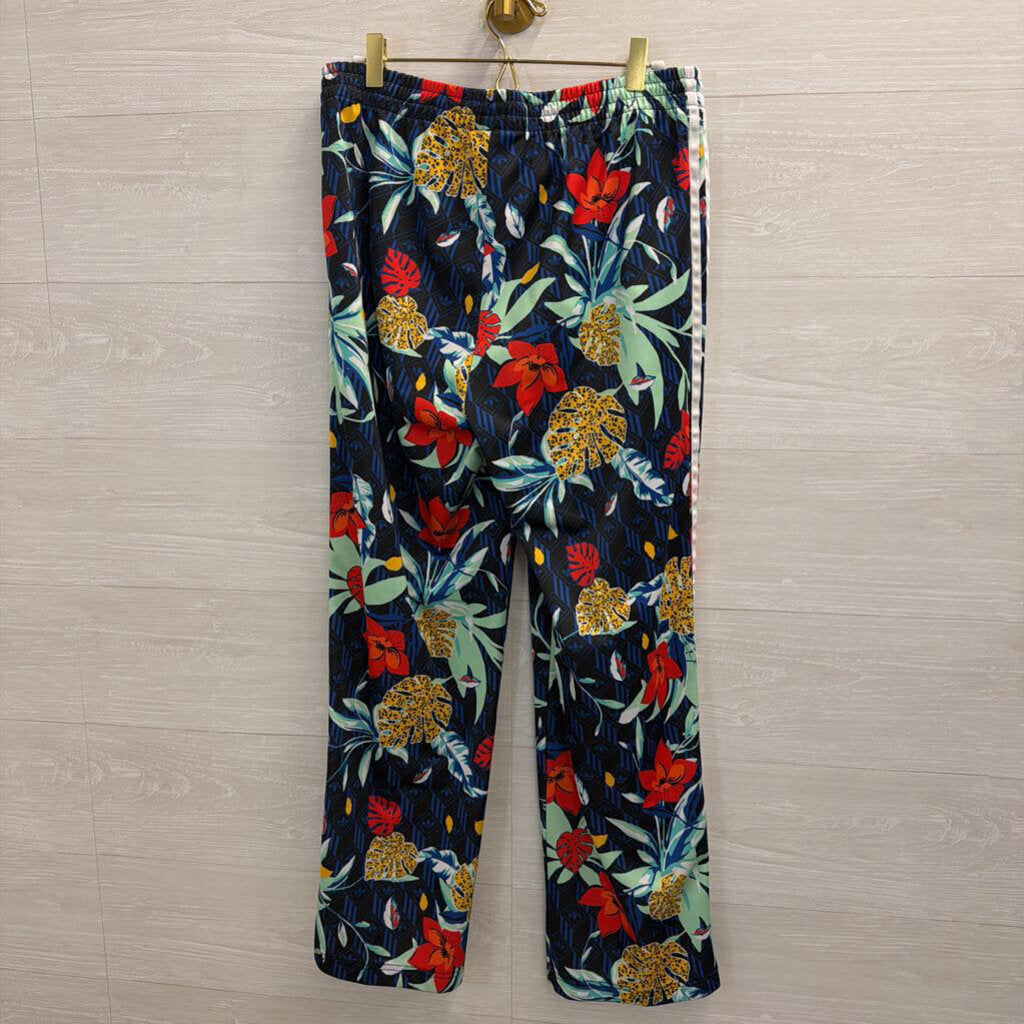 Adidas Black/ Multi Print Pull On Wide Leg Track Pants Large