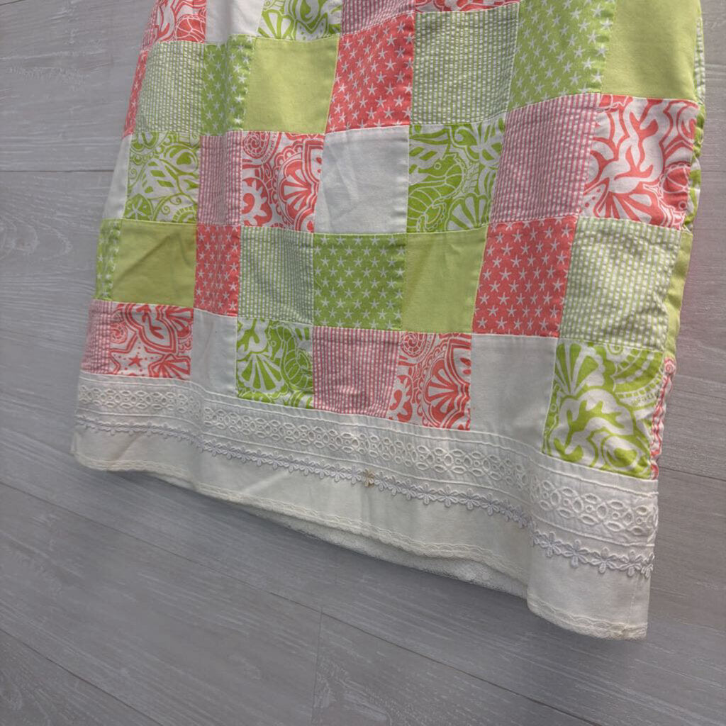 Vineyard Vines White/ Green/ Pink Quilted Print Skirt 12