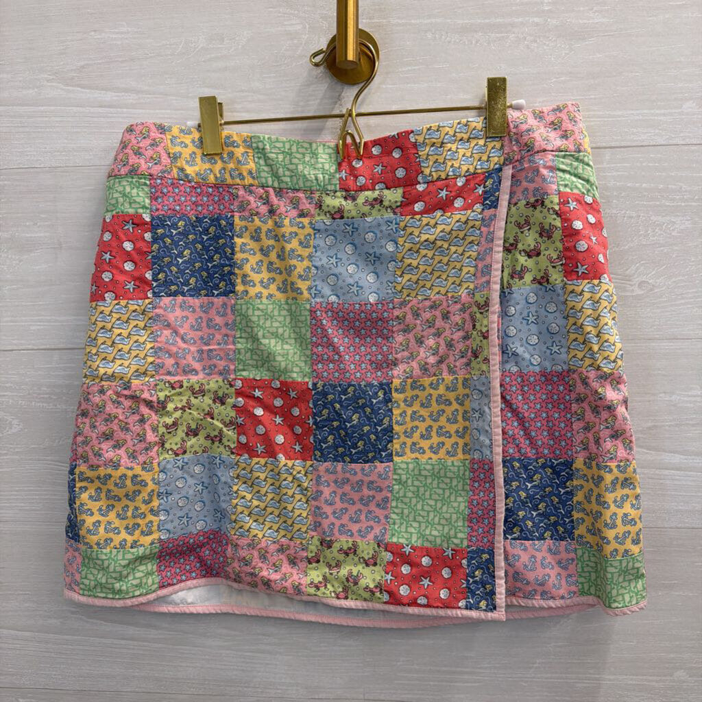 Vineyard Vines Pink/ Multi Quilted Print Faux Wrap Skirt 12