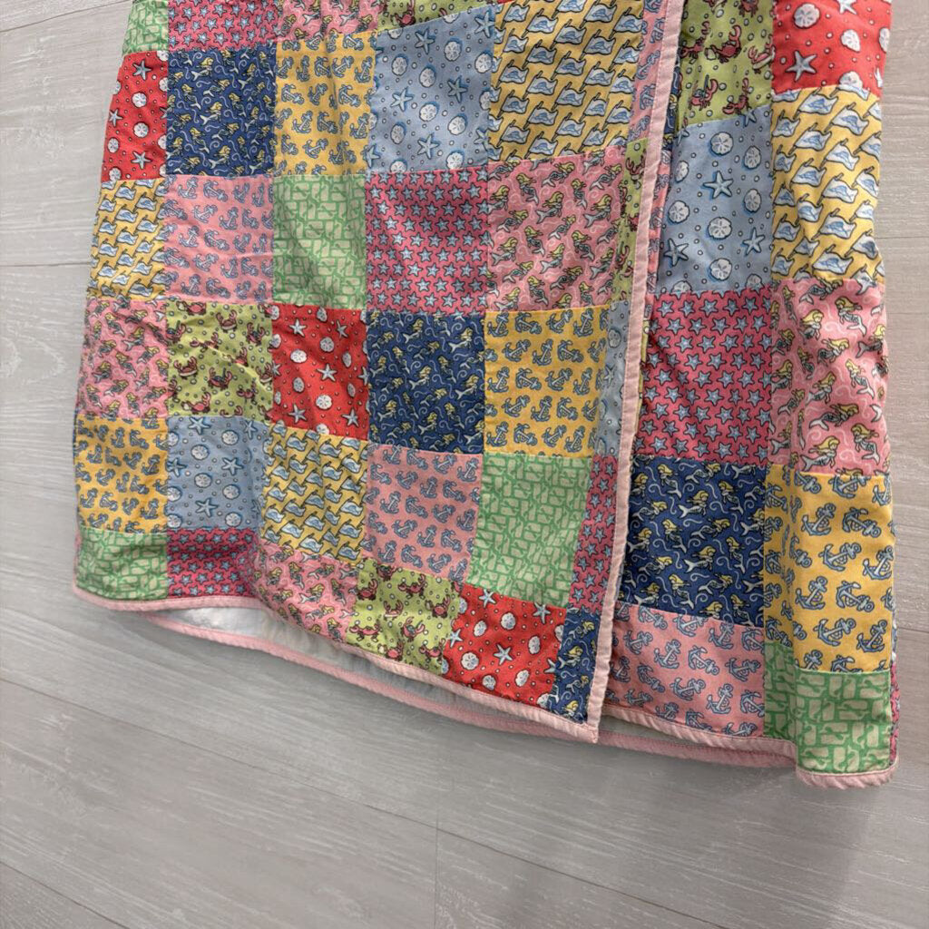 Vineyard Vines Pink/ Multi Quilted Print Faux Wrap Skirt 12