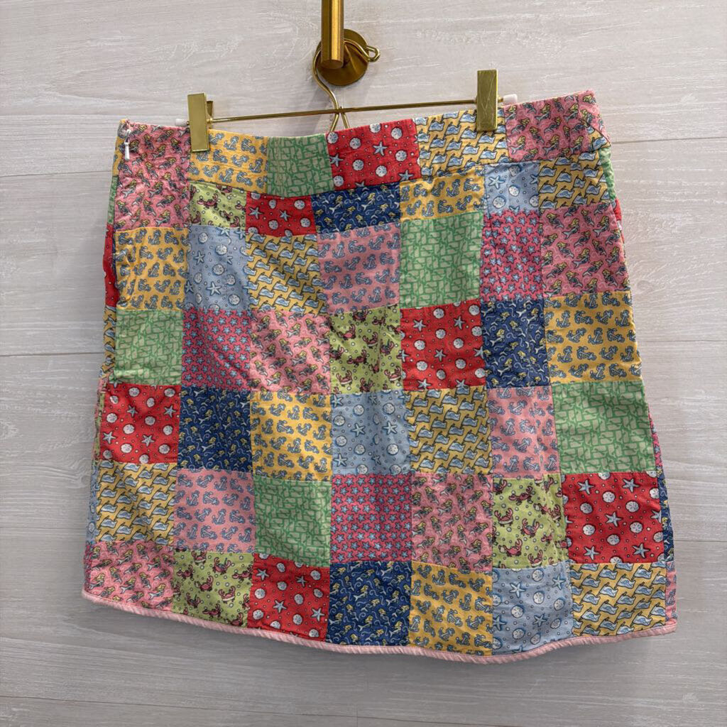 Vineyard Vines Pink/ Multi Quilted Print Faux Wrap Skirt 12