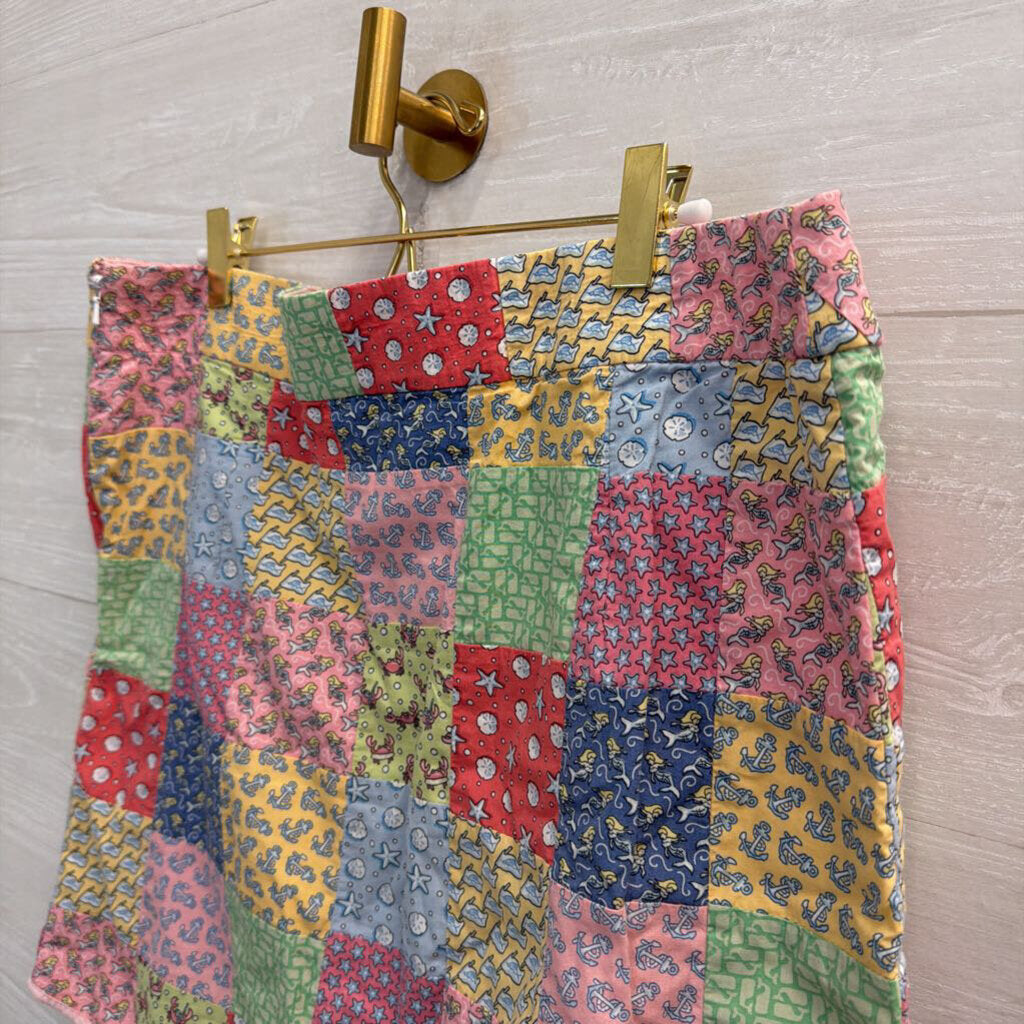 Vineyard Vines Pink/ Multi Quilted Print Faux Wrap Skirt 12