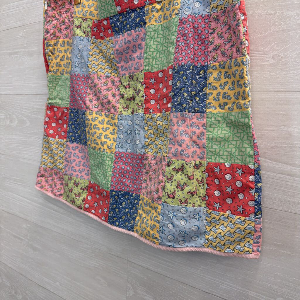 Vineyard Vines Pink/ Multi Quilted Print Faux Wrap Skirt 12