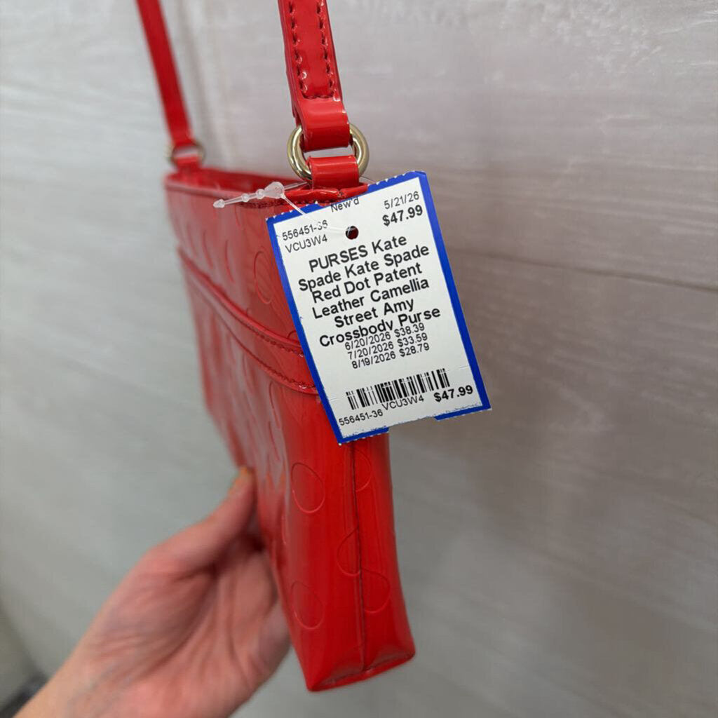 Kate Spade Red Dot Patent Leather Camellia Street Amy Crossbody Purse