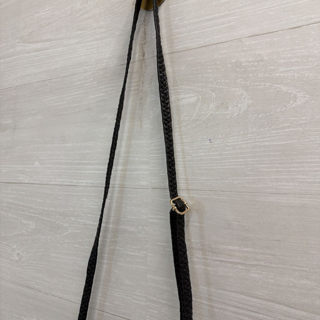 Black Woven Leather Wristlet/ Crossbody Purse