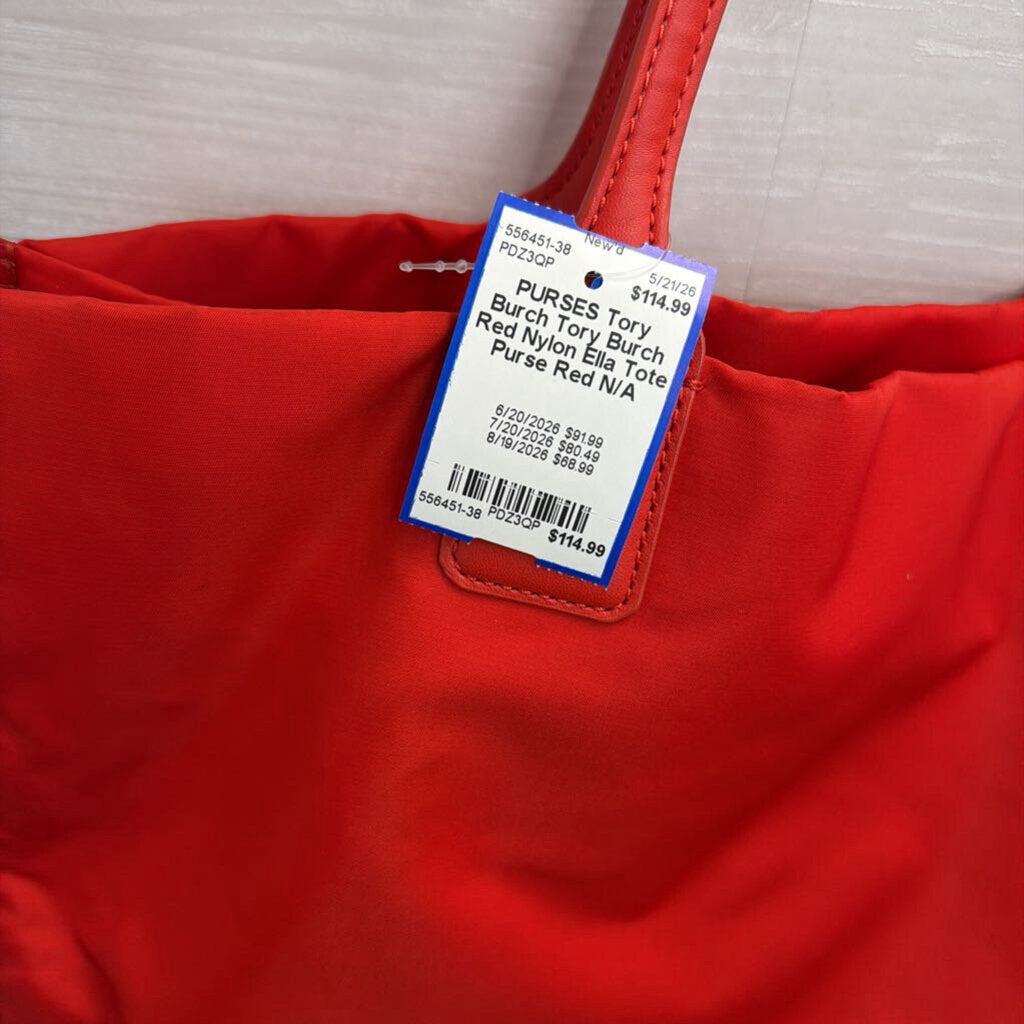 Tory Burch Red Nylon Ella Tote Purse