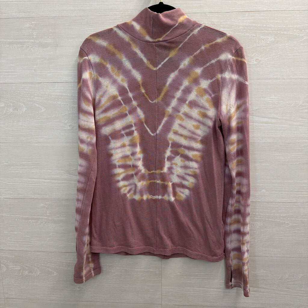 We The Free Purple Tie Die Long Sleeve Mock Neck Top Medium