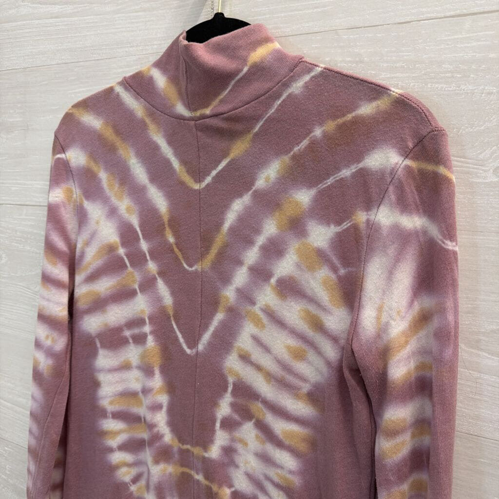 We The Free Purple Tie Die Long Sleeve Mock Neck Top Medium