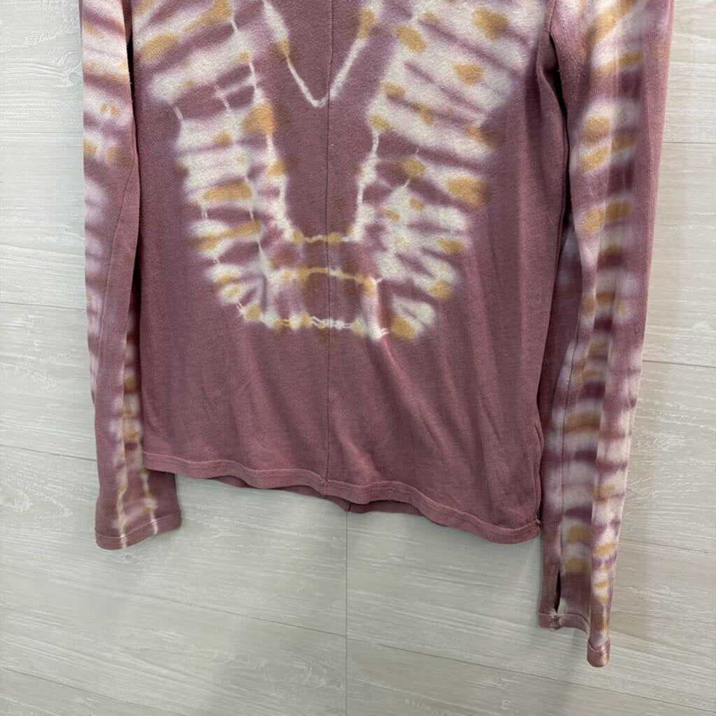 We The Free Purple Tie Die Long Sleeve Mock Neck Top Medium