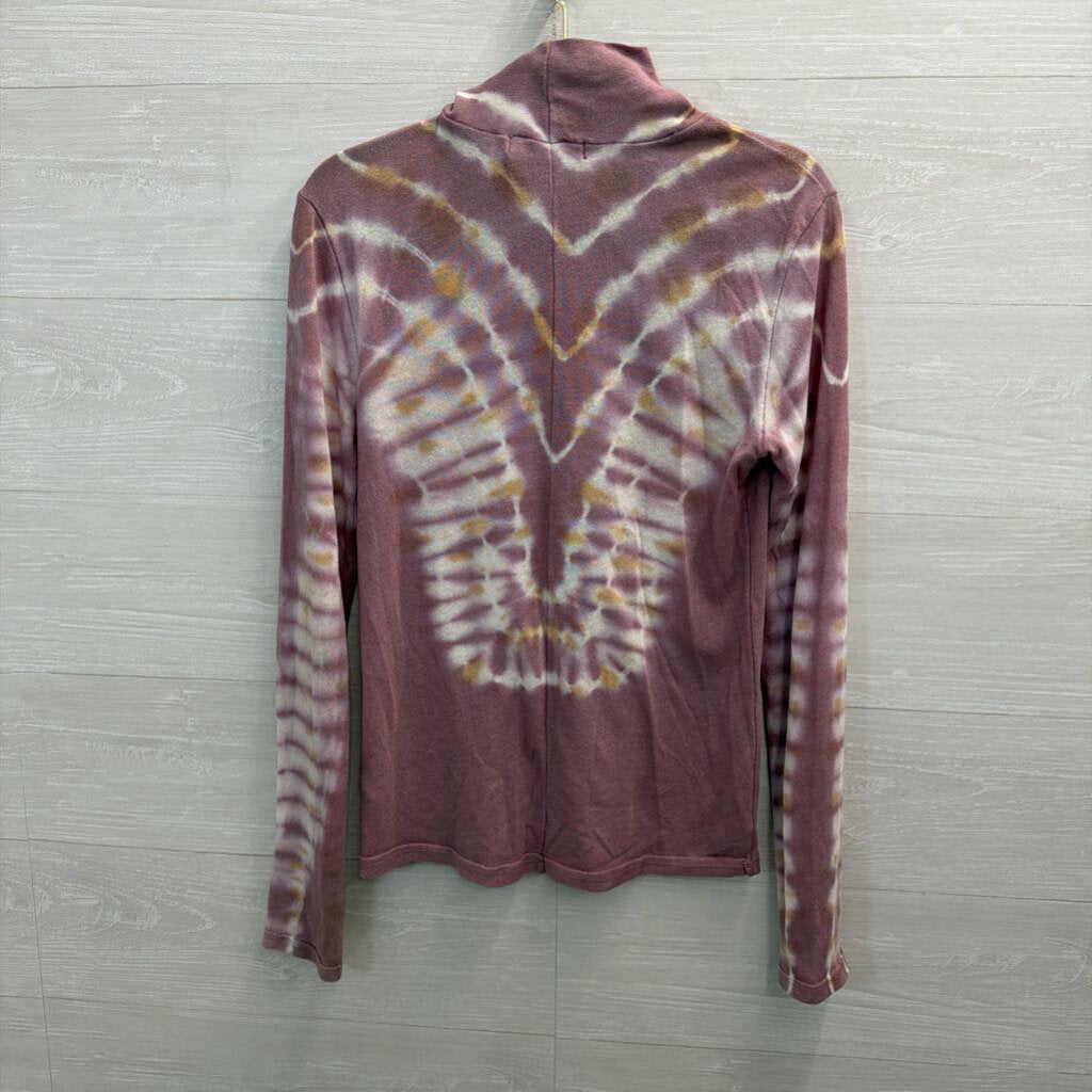 We The Free Purple Tie Die Long Sleeve Mock Neck Top Medium