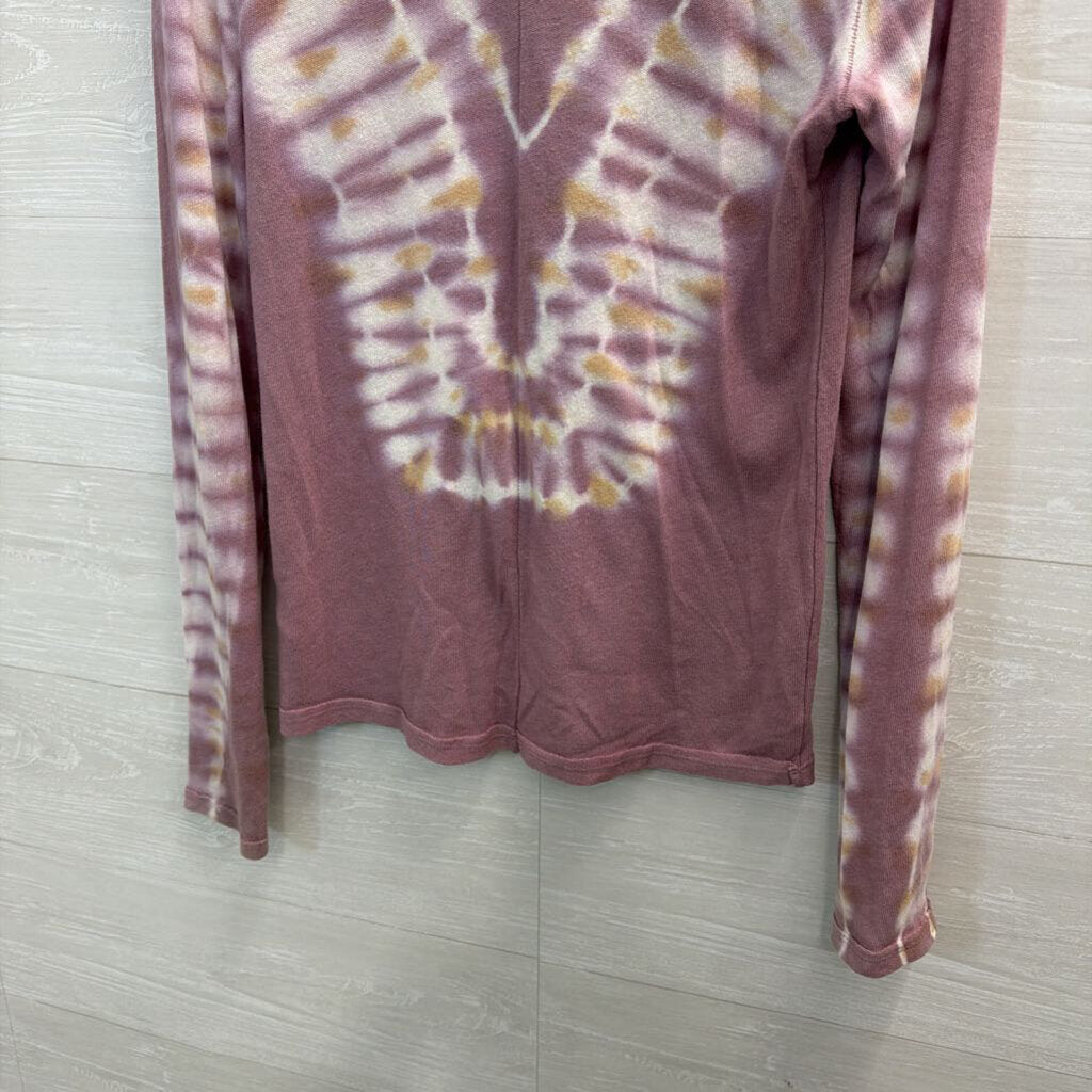 We The Free Purple Tie Die Long Sleeve Mock Neck Top Medium