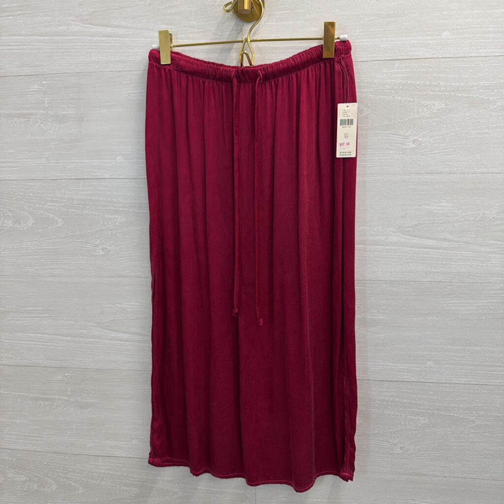 Cloth and Stone Berry Silky Midi Skirt Extra Small