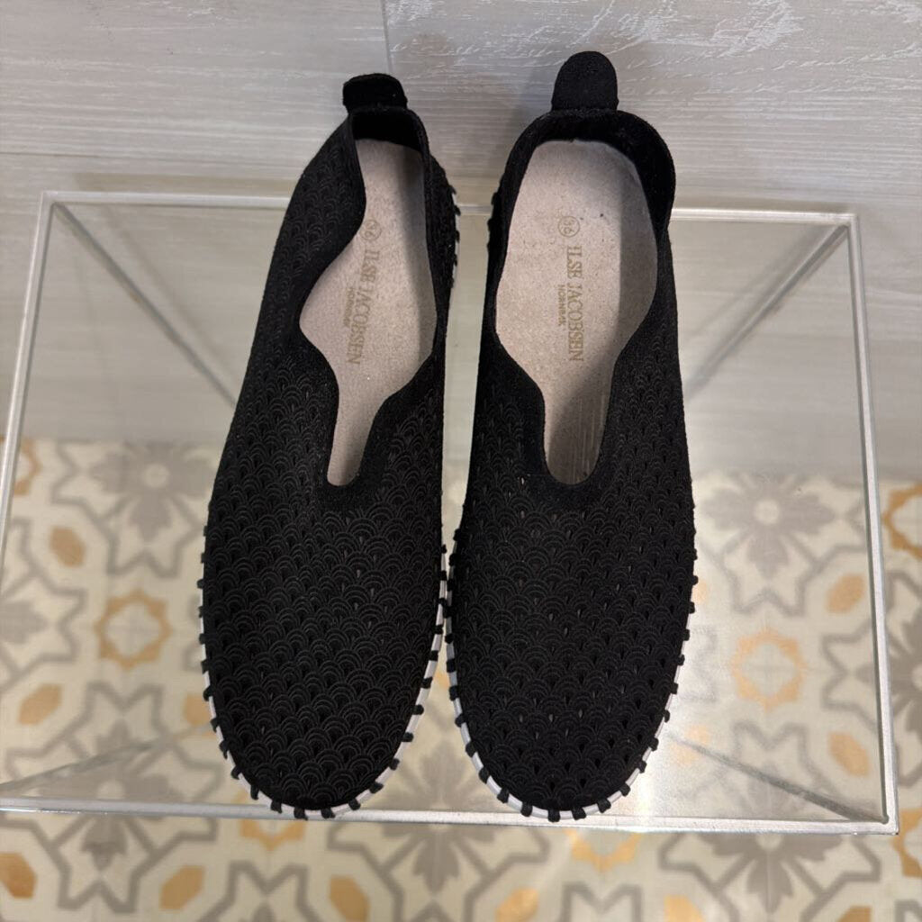 Ilse Jacobsen Black/ White Perforated Tulip Slip On Sneakers 36