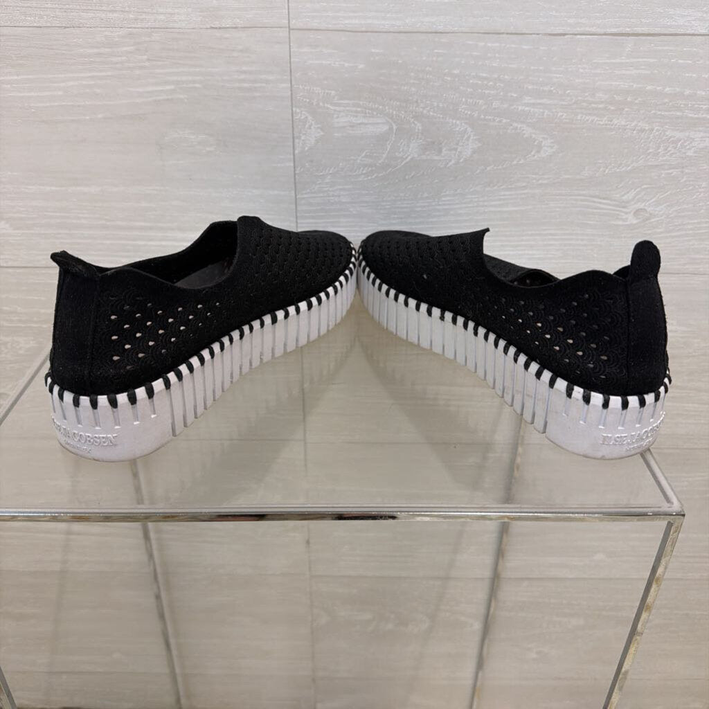 Ilse Jacobsen Black/ White Perforated Tulip Slip On Sneakers 36