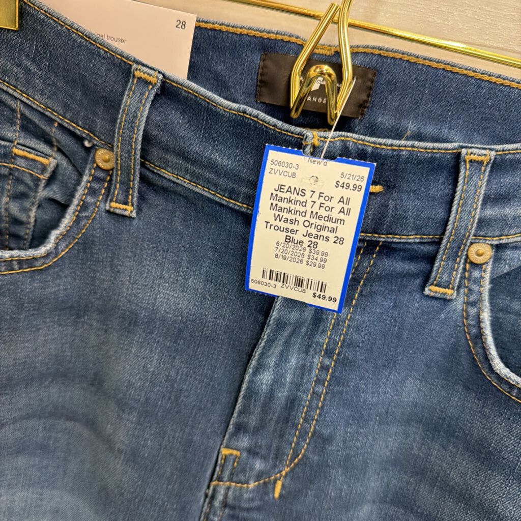 7 For All Mankind Medium Wash Original Trouser Jeans 28