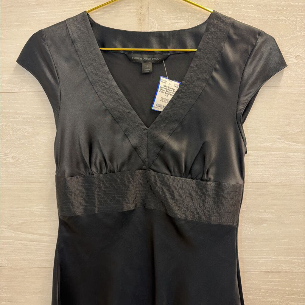 Express Black Silky Short Sleeve Top Extra Small