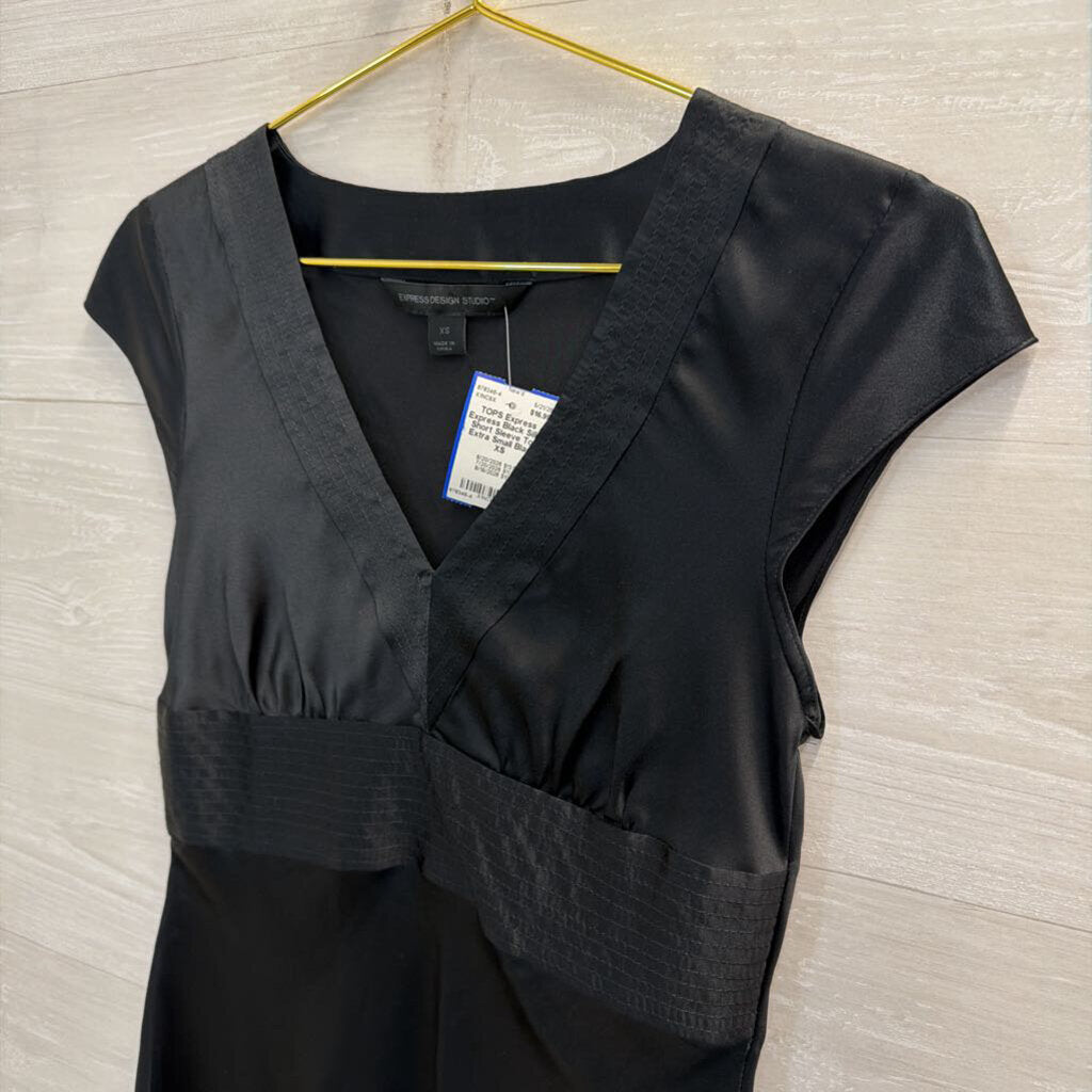 Express Black Silky Short Sleeve Top Extra Small