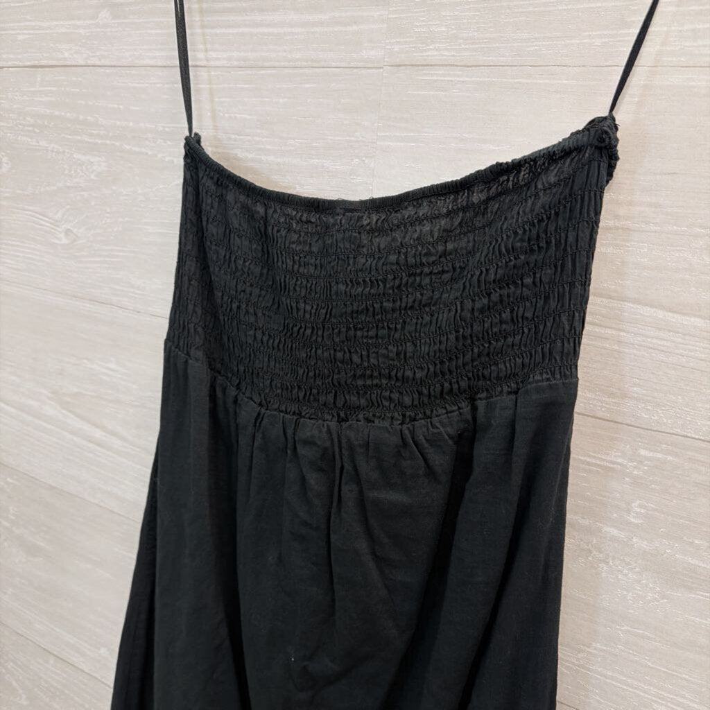 Ocean Breeze Black/ Multi Embroidered Floral Strapless Maxi Dress Small