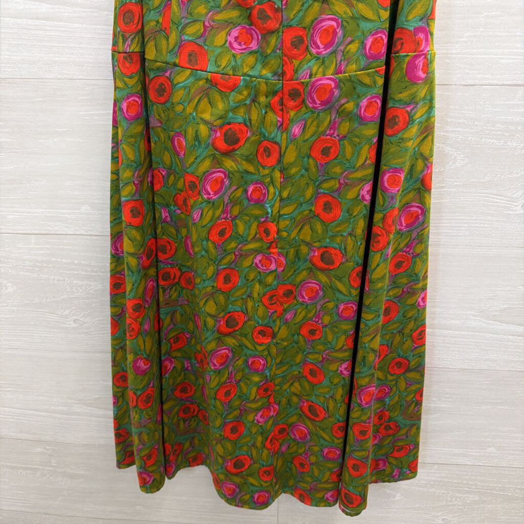 Notice Green/ Pink Floral Print Strapless Tie Waist Dress 4