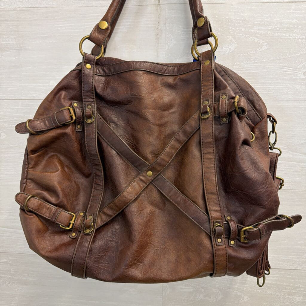 Big Buddha Brown Leather Slouchy Large Shoulder Bag