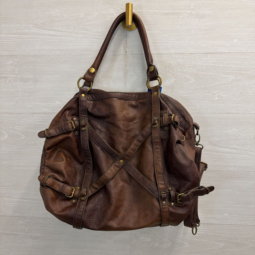 Big Buddha Brown Leather Slouchy Large Shoulder Bag