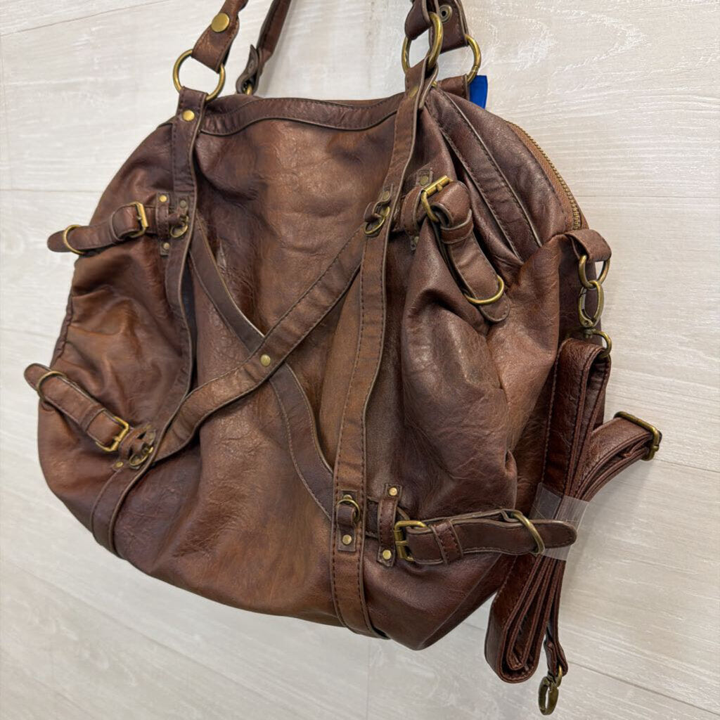 Big Buddha Brown Leather Slouchy Large Shoulder Bag