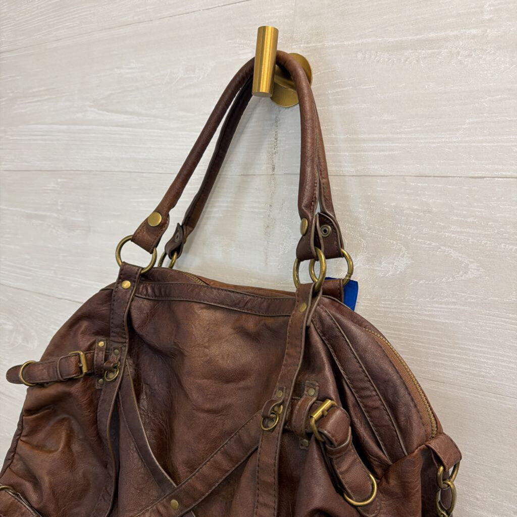 Big Buddha Brown Leather Slouchy Large Shoulder Bag