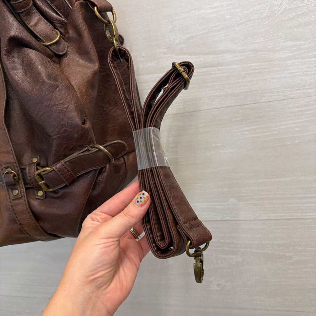 Big Buddha Brown Leather Slouchy Large Shoulder Bag
