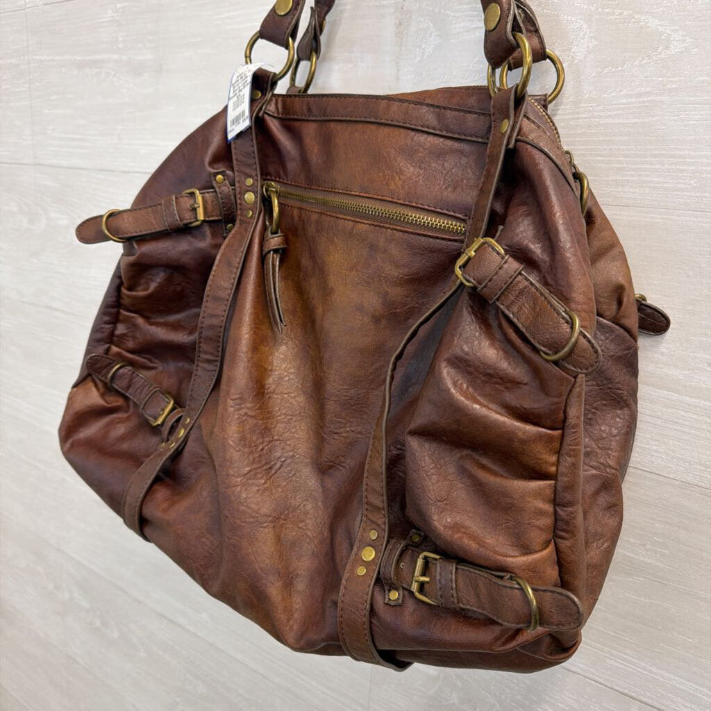 Big Buddha Brown Leather Slouchy Large Shoulder Bag