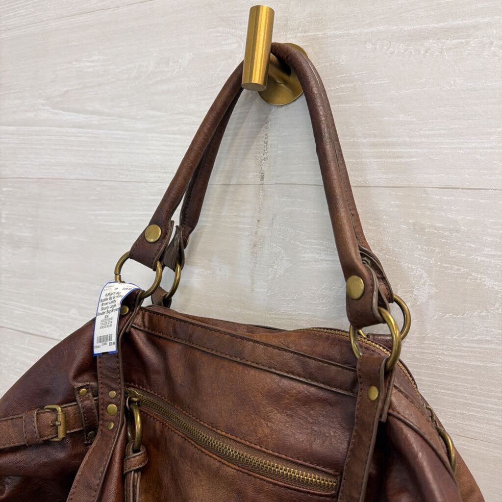 Big Buddha Brown Leather Slouchy Large Shoulder Bag