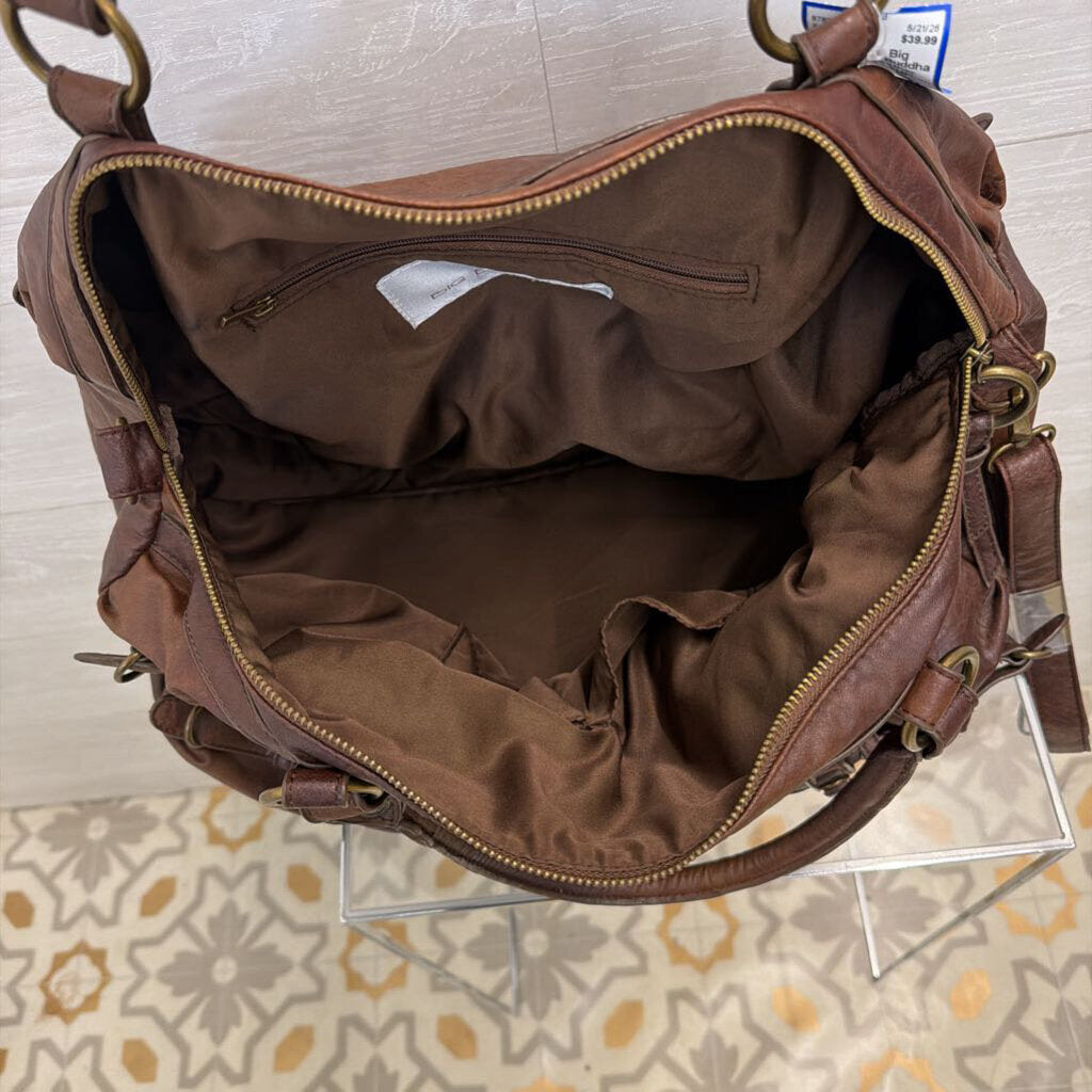 Big Buddha Brown Leather Slouchy Large Shoulder Bag