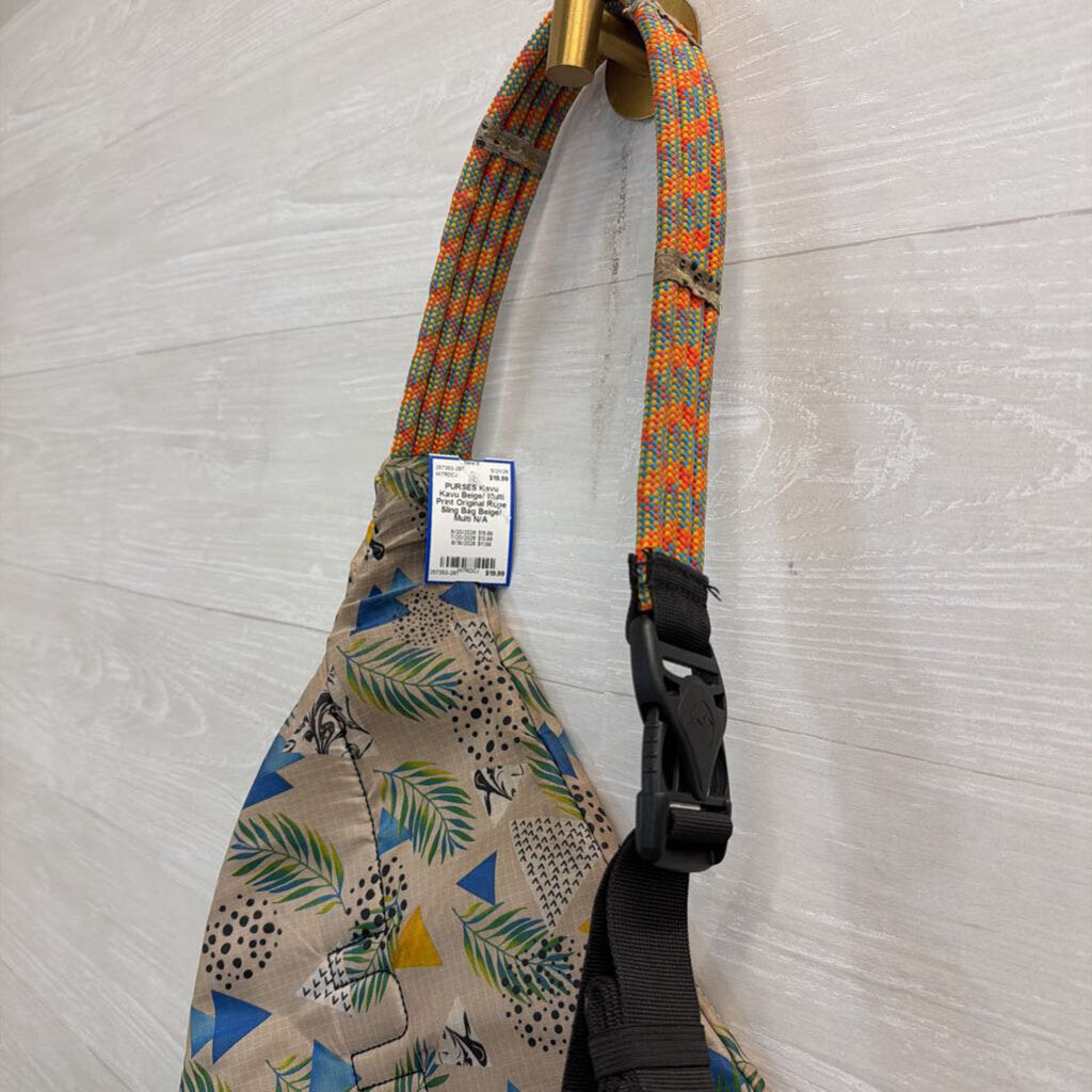 Kavu Beige/ Multi Print Original Rope Sling Bag