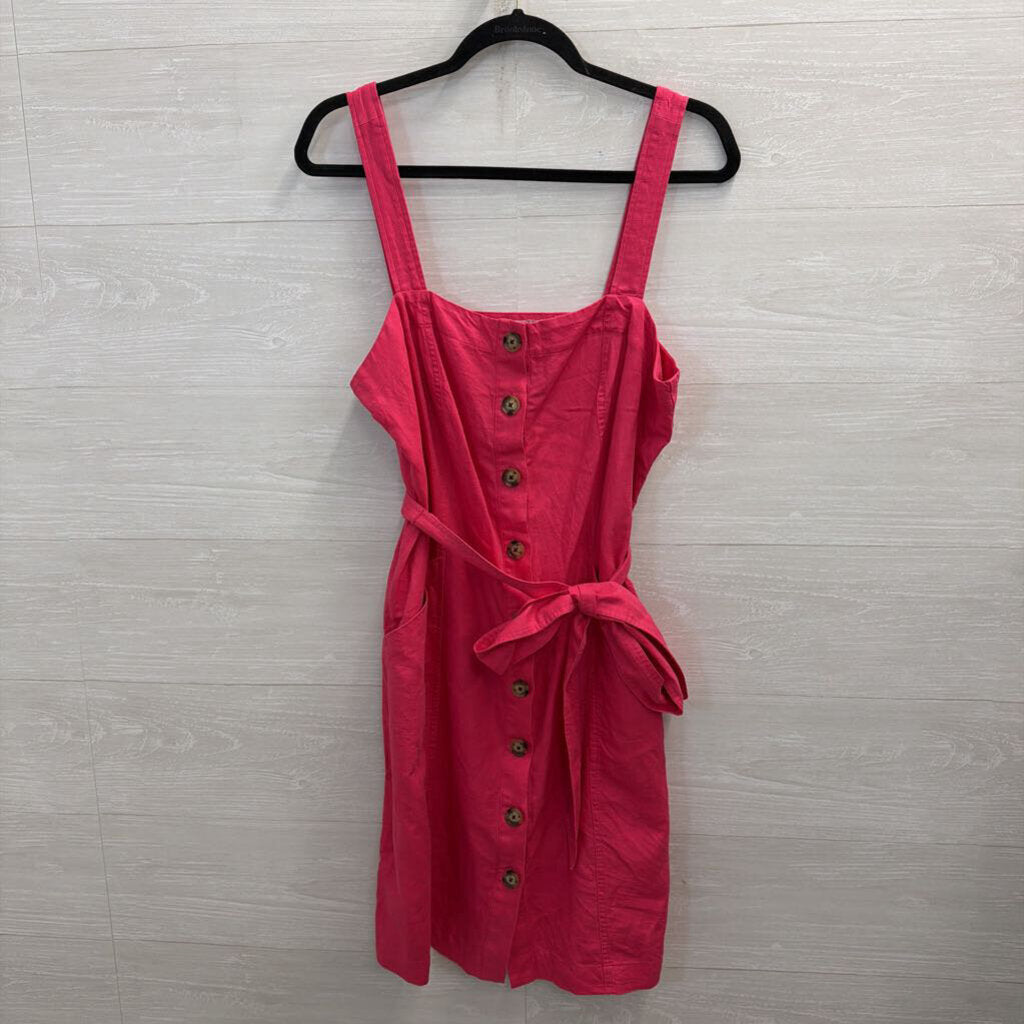 Loft Pink Button Front Tie Waist Dres 10