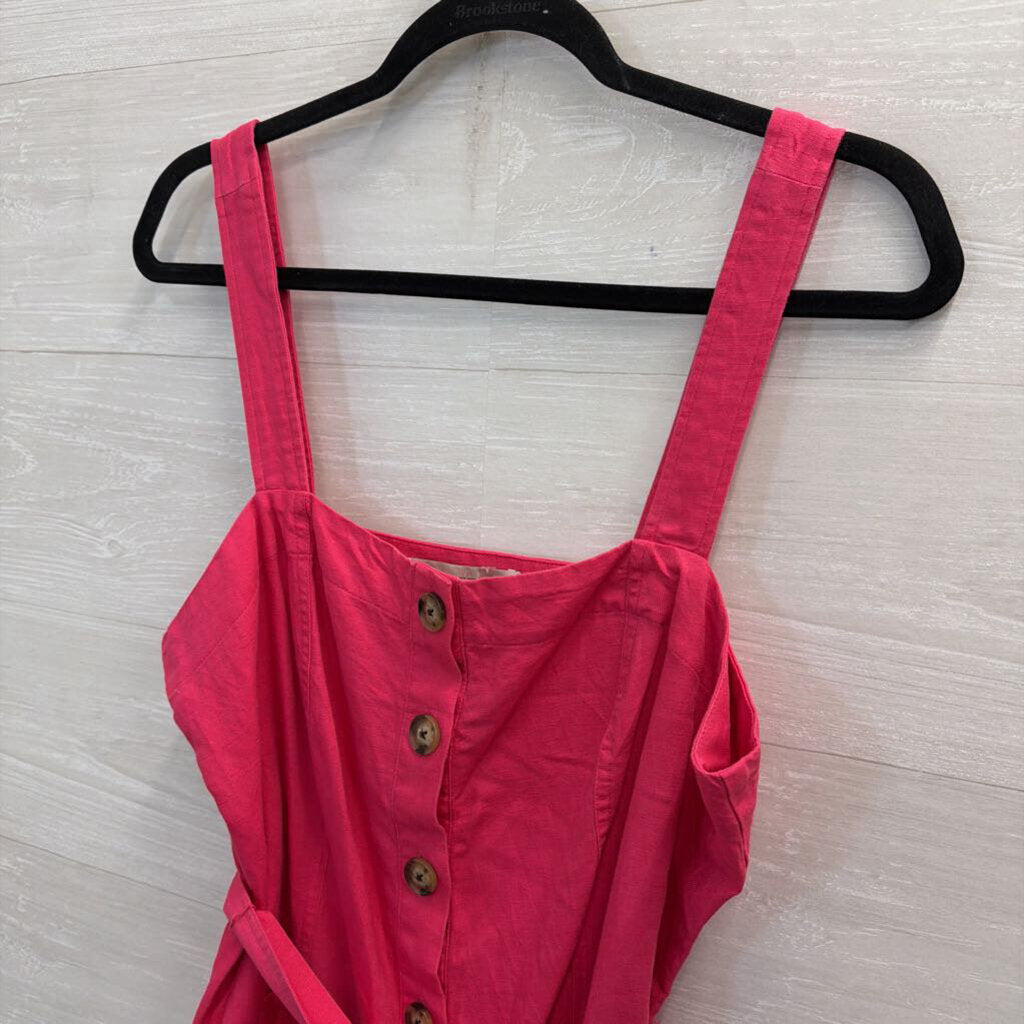 Loft Pink Button Front Tie Waist Dres 10