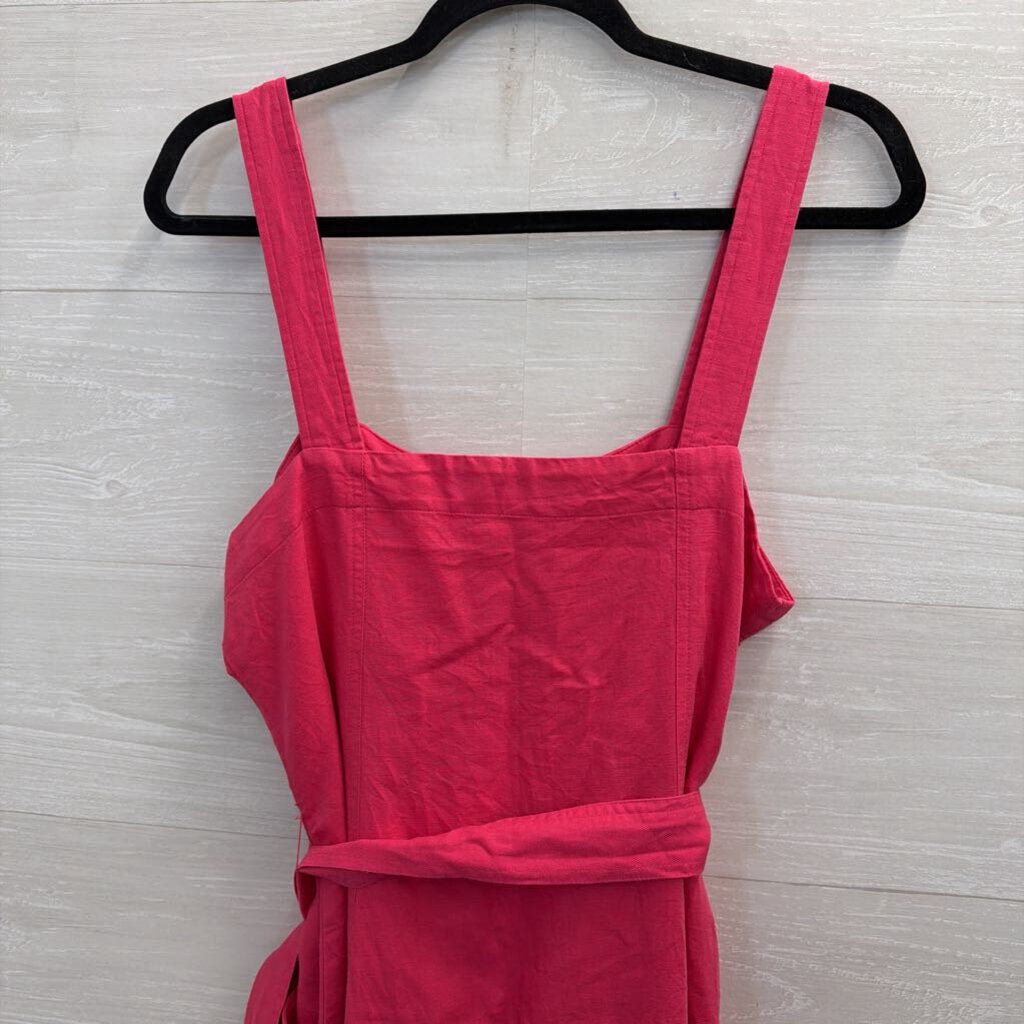 Loft Pink Button Front Tie Waist Dres 10