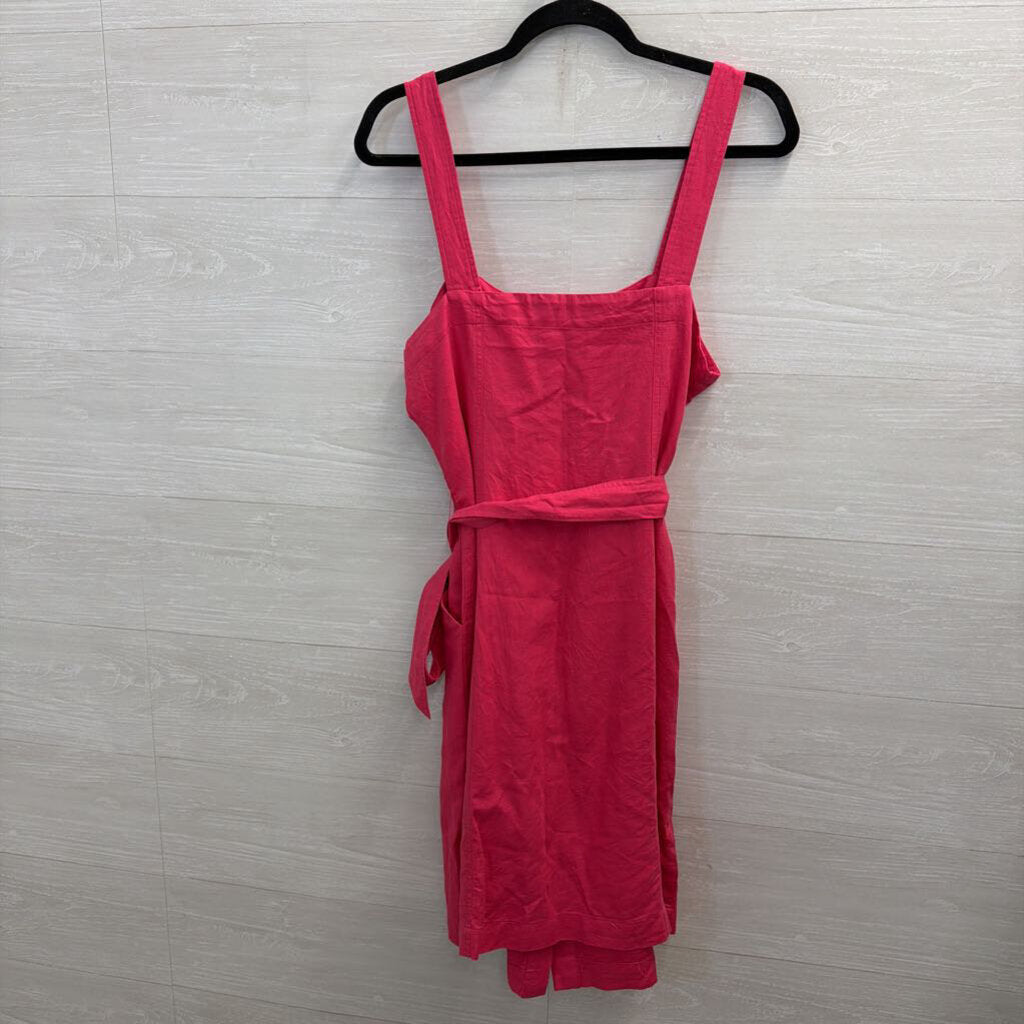 Loft Pink Button Front Tie Waist Dres 10