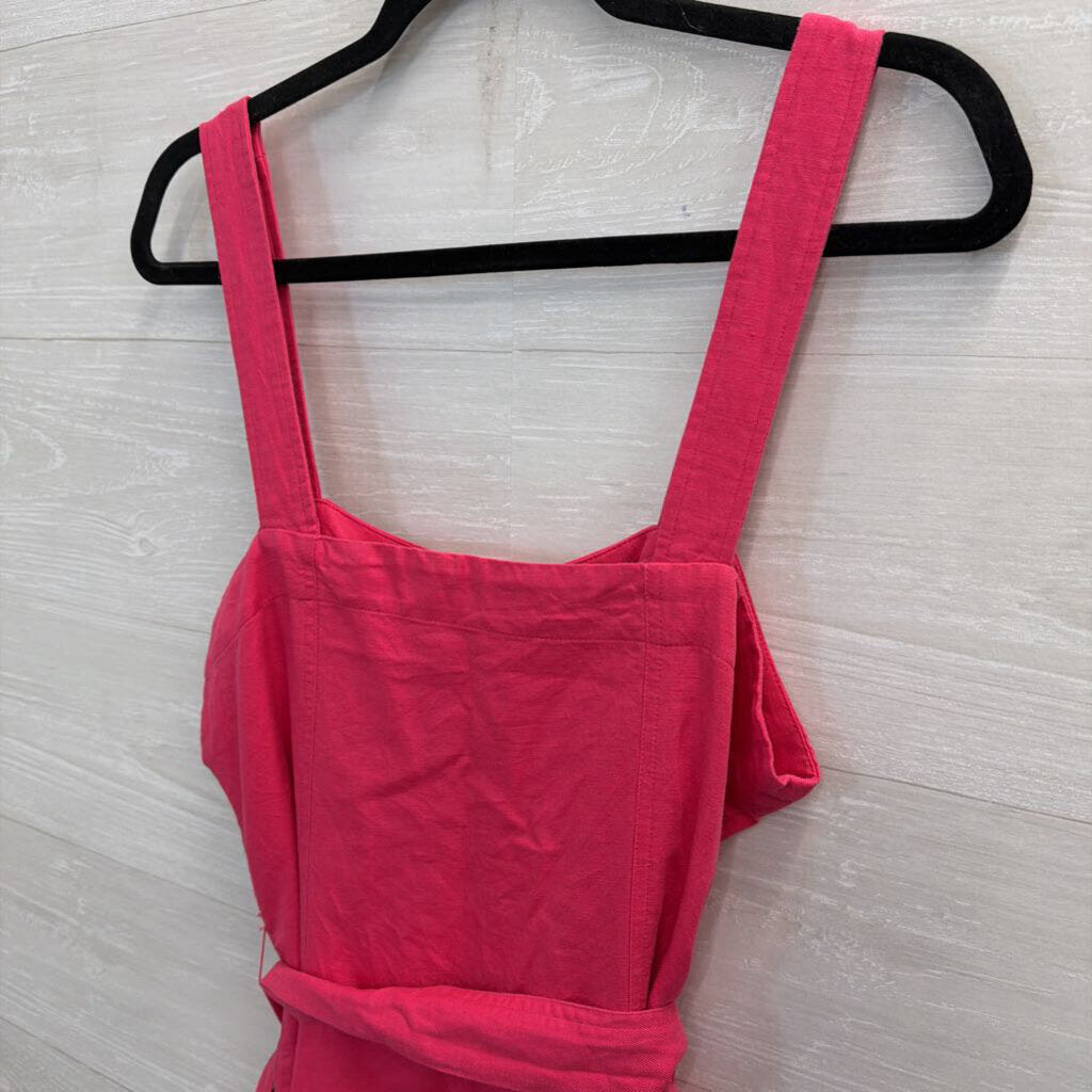 Loft Pink Button Front Tie Waist Dres 10