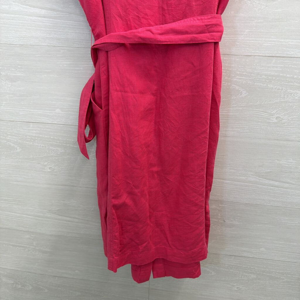 Loft Pink Button Front Tie Waist Dres 10