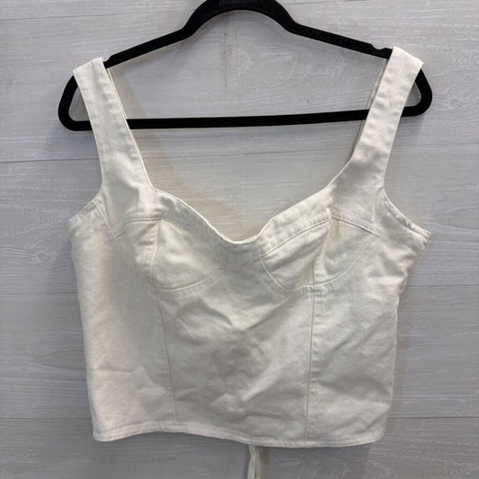 Aqua White Denim Corset Tank Top Large