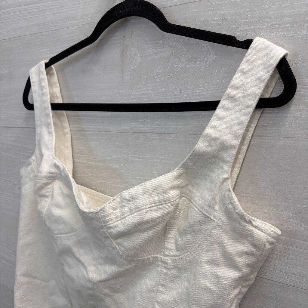 Aqua White Denim Corset Tank Top Large