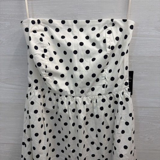 Boston Proper White/ Black Polka Dot Strapless Dress 8